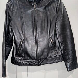 YKK Ladies Collarless Leather Jacket Small